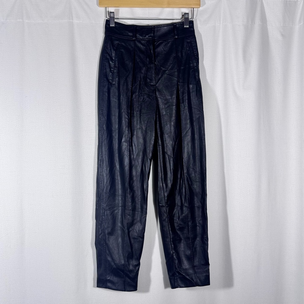 Babaton Black Vegan Leather Cropped Pants
